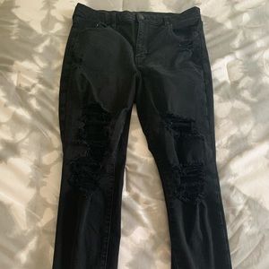 AE ripped black jeggings, size 14 short